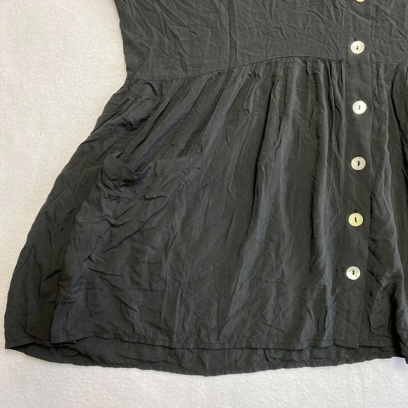 ZARA Dress Womens Medium Black Short Sleeve Premium Denim Boho Oversized - Picture 6 of 12